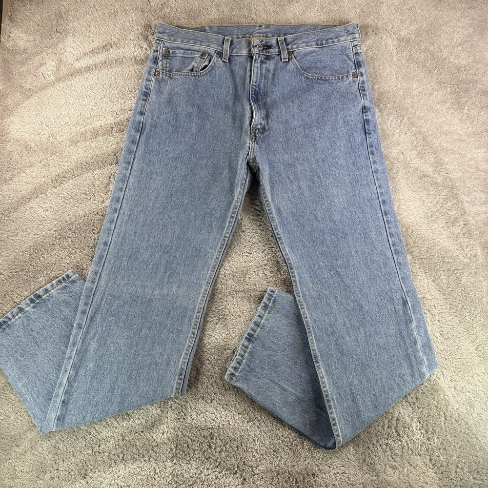 Levi's 505 Jeans 36x34 Light Wash Straight Leg Denim Pants Mens Classic Fit
